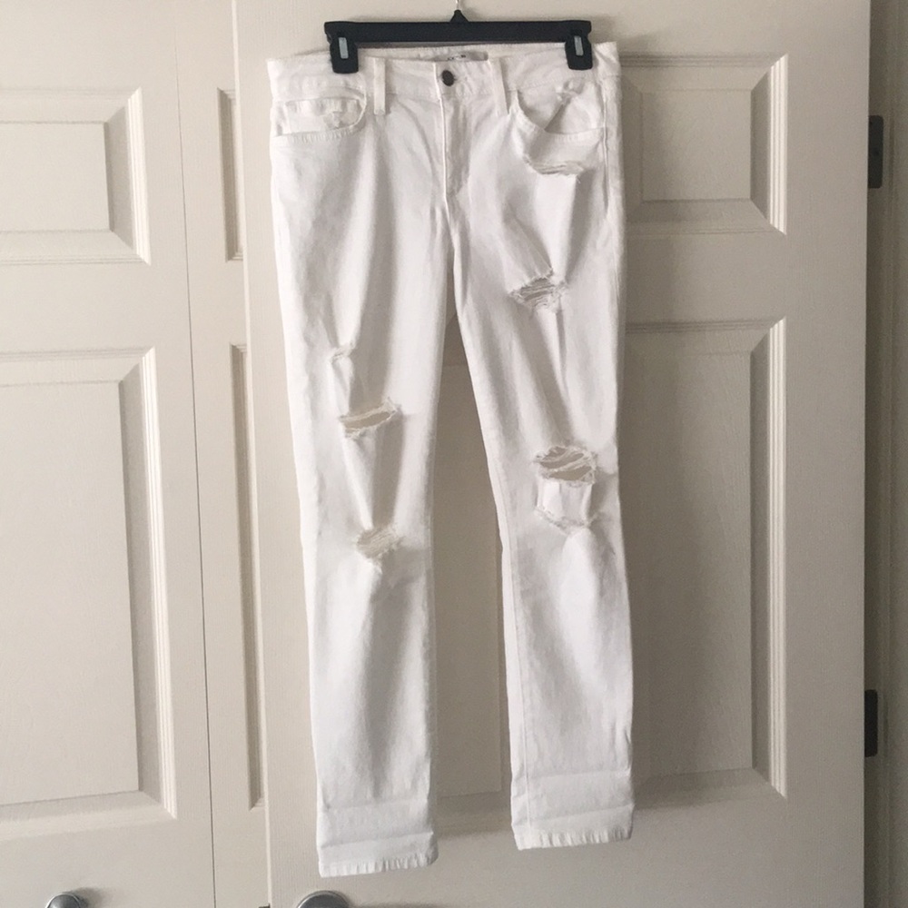 Joe’s white distressed jeans